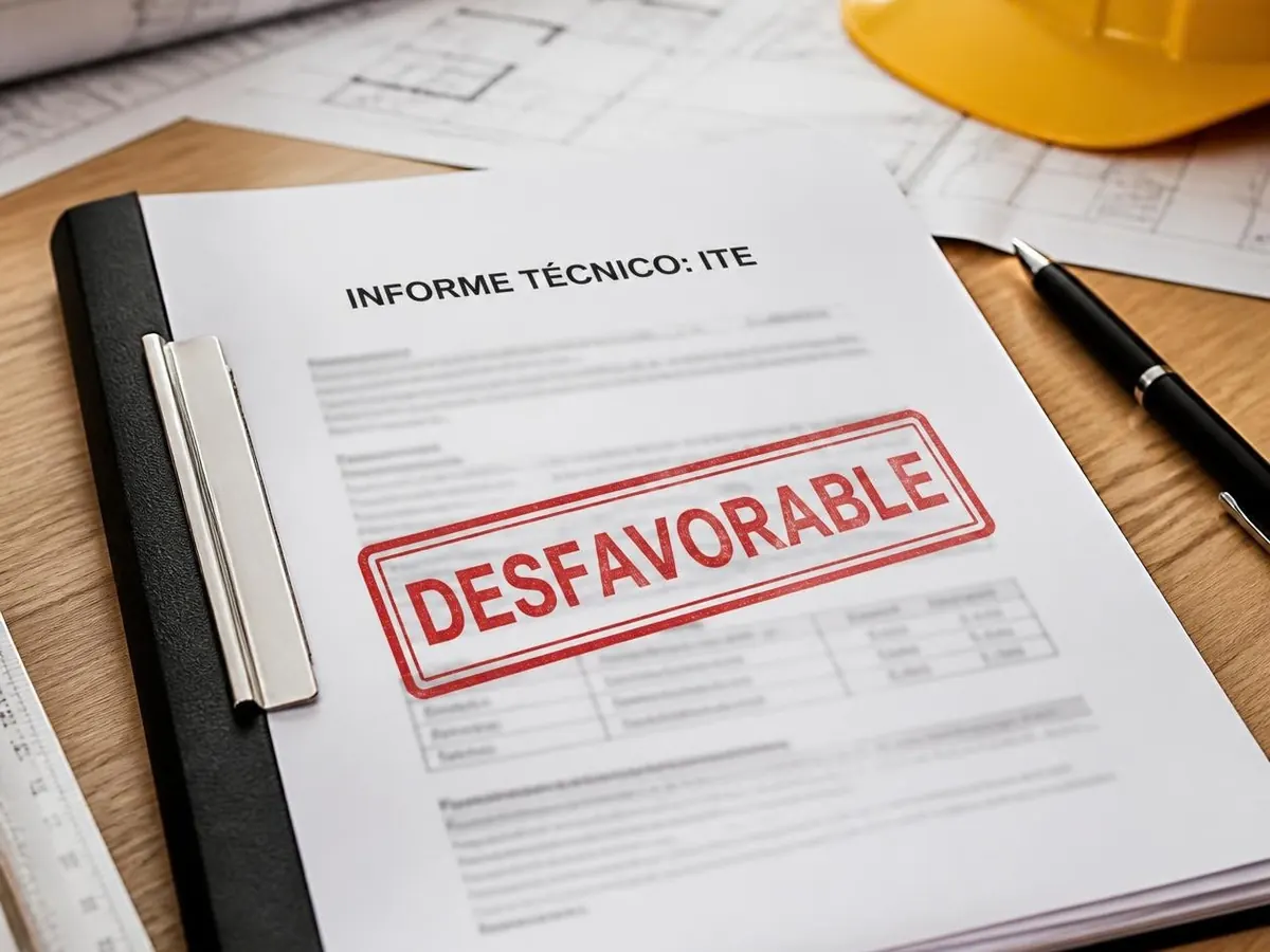 Informe técnico de una ITE con el sello «desfavorable»